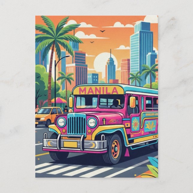 Carte Postale Jeepney à Manille Philippines Voyage (Devant)