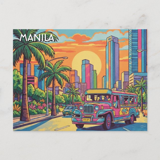 Carte Postale Jeepney à Manille Philippines Voyage (Devant)