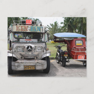 Carte Postale Jeepney et tricycle