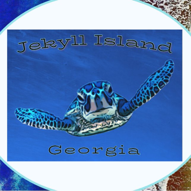 Carte Postale Jekyll Island Géorgie Natation Tortue de mer (Créateur téléchargé)