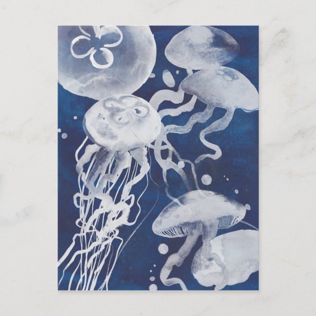 Carte Postale Jellyfish on Navy Background (Devant)