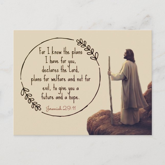 Carte Postale Jeramiah 29 Écriture biblique chrétienne Dieu (Devant)