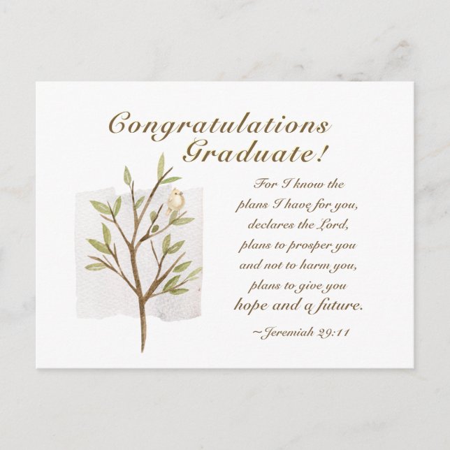 Carte Postale Jeremiah 29:11 Car je connais les plans Graduation (Devant)