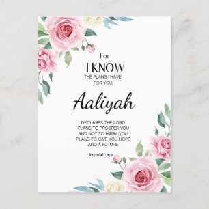 Carte Postale Jeremiah 29:11 Rose Personnaliser