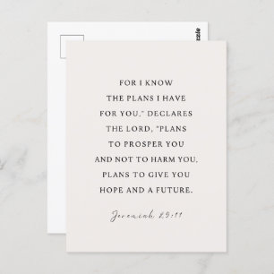 Carte Postale Jérémie 29:11 Je connais les plans que j'ai pour v