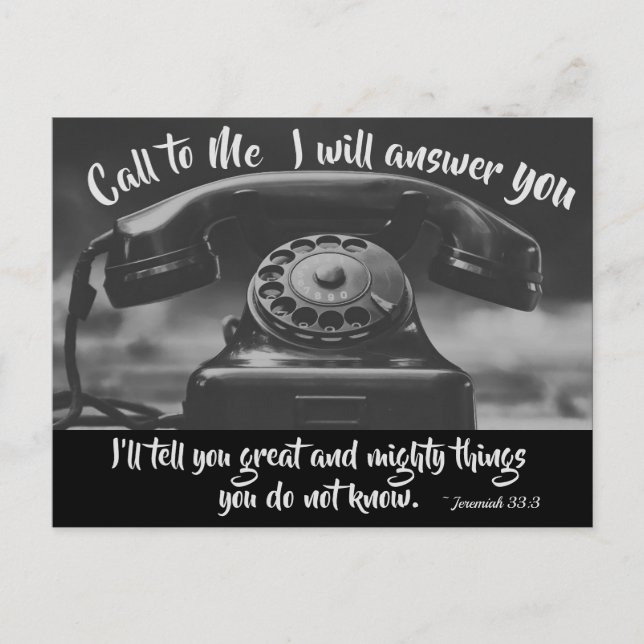 Carte Postale Jérémie 33:3 Appelle-Moi Je te répondrai, Bible (Devant)