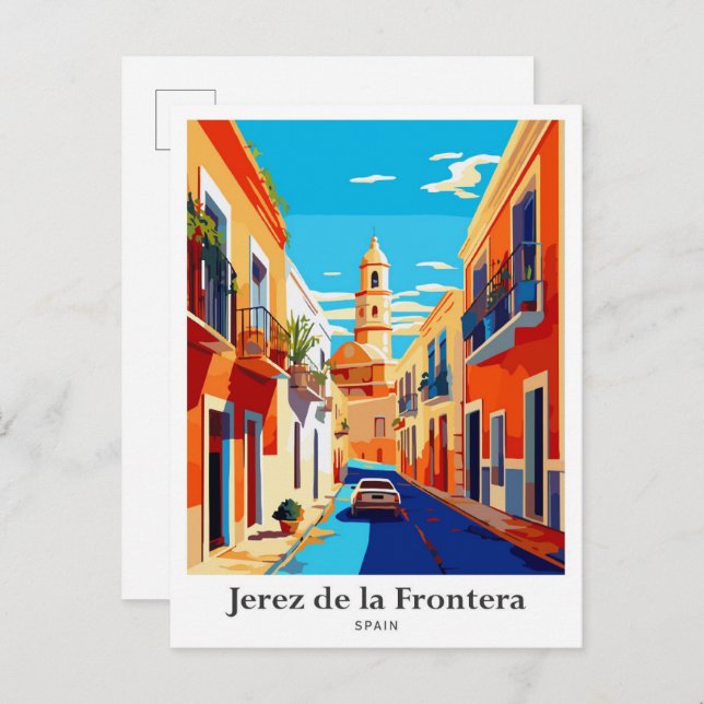 Carte Postale Jerez de la Frontera Espagne Illustration de voyag (Devant / Derrière)
