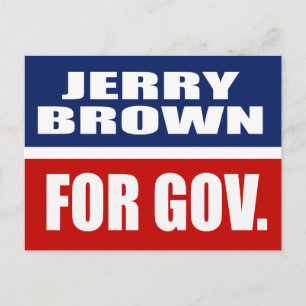CARTE POSTALE JERRY BROWN POUR LE GOUVERNEUR