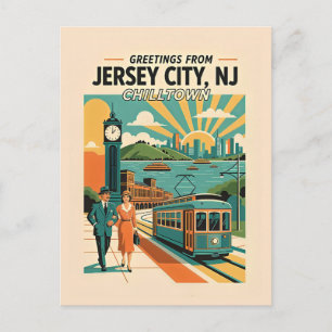 Carte Postale Jersey City NJ Chilltown Rétro Fantaisiste