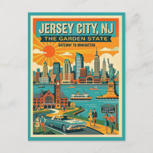 Carte Postale Jersey City NJ Passerelle vers Manhattan Rétro