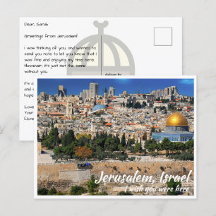 Carte Postale Jérusalem Israël avec Mur et Dôme du Rocher