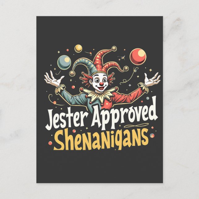 Carte Postale Jester Approuvé Shenanigans Circus Clown (Devant)