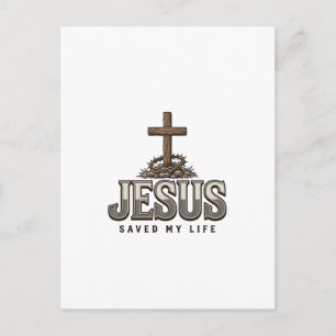 Carte Postale Jésus a sauvé ma vie Gravure vintage Design chréti