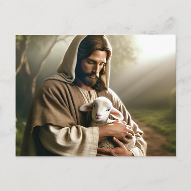 CARTE POSTALE JÉSUS & AGNEAU BON BERGER (Devant)