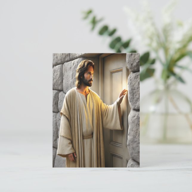 Carte Postale Jesus at Sunrise Antique Door (Debout devant)