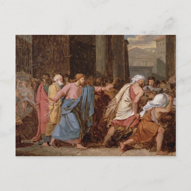 Carte Postale Jésus chassant les marchands du temple (Devant)