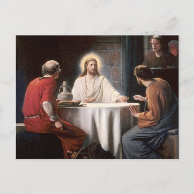 Carte Postale Jésus-Christ au souper à Emmaüs par Carl Bloch (Devant)