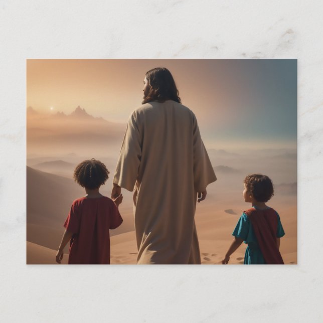Carte Postale Jésus Christ avec les enfants (Devant)