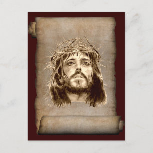Carte Postale Jésus-Christ Couronne d'épines sur le rouleau