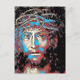 Carte Postale Jésus-Christ portant une couronne épaisse Peinture