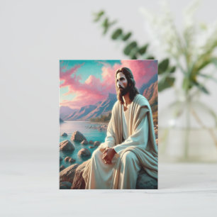 Carte Postale Jésus Christ regarde vers l'horizon céleste