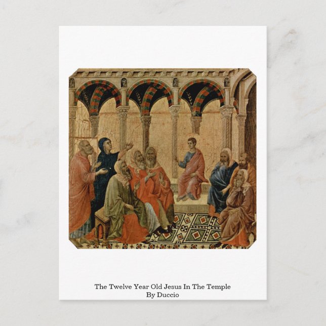Carte Postale Jésus De Douze Ans Dans Le Temple Par Duccio (Devant)