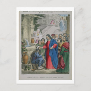 Carte Postale Jésus donne une vue à un aveugle né, d'une bible
