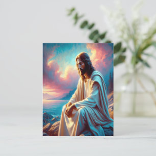 Carte Postale Jésus en contemplation au bord de eaux calmes