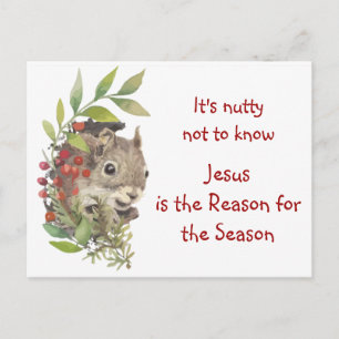 Carte Postale "Jésus est la raison de la saison" Écureuil amusan