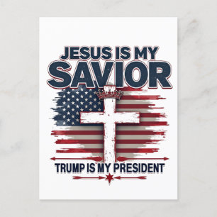 Carte Postale Jésus est mon sauveur Trump est mon président drôl
