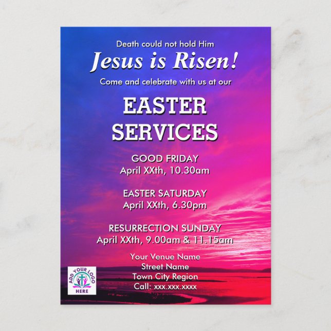 Carte Postale JÉSUS EST RISEN Easter Church Services Invitation (Devant)