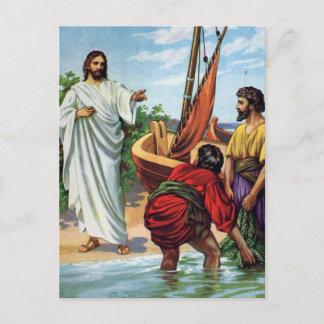 Carte Postale Jésus et quatre pêcheurs