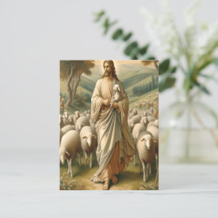 Carte Postale Jésus Guidez les moutons à travers les pâturages v