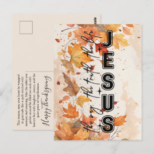 Carte Postale Jésus le Chemin la Vérité la Vie Dessin d'Automne