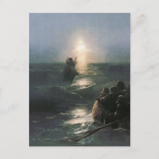 Carte Postale Jésus marchant sur l'eau, Ivan Aivazovsky Peinture (Devant)