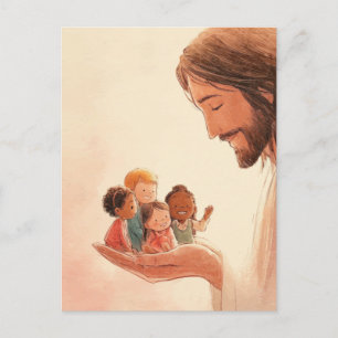 Carte Postale Jésus prenant soin des enfants Illustration