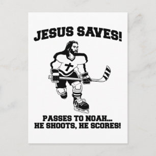 Carte Postale Jesus Saves Hockey t-shirt drôle