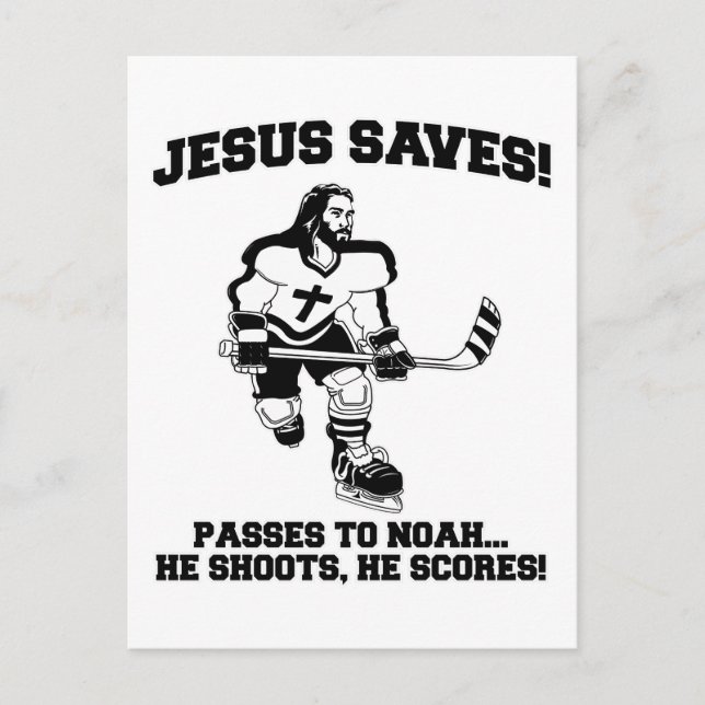 Carte Postale Jesus Saves Hockey t-shirt drôle (Devant)