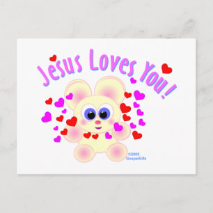 Carte Postale Jésus vous aime le design d'ours en peluche