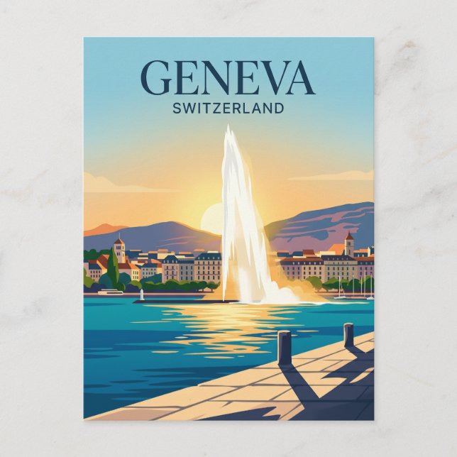 Carte Postale Jet d'Eau Suisse (Devant)