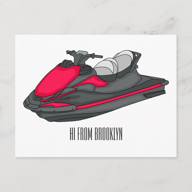 Carte Postale Jet ski cartoon illustration  (Devant)