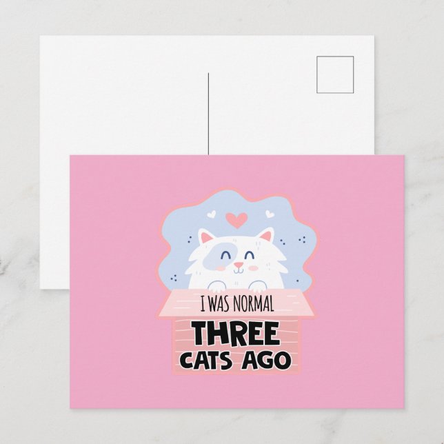 Carte Postale J'étais normal il y a trois chats (Devant / Derrière)