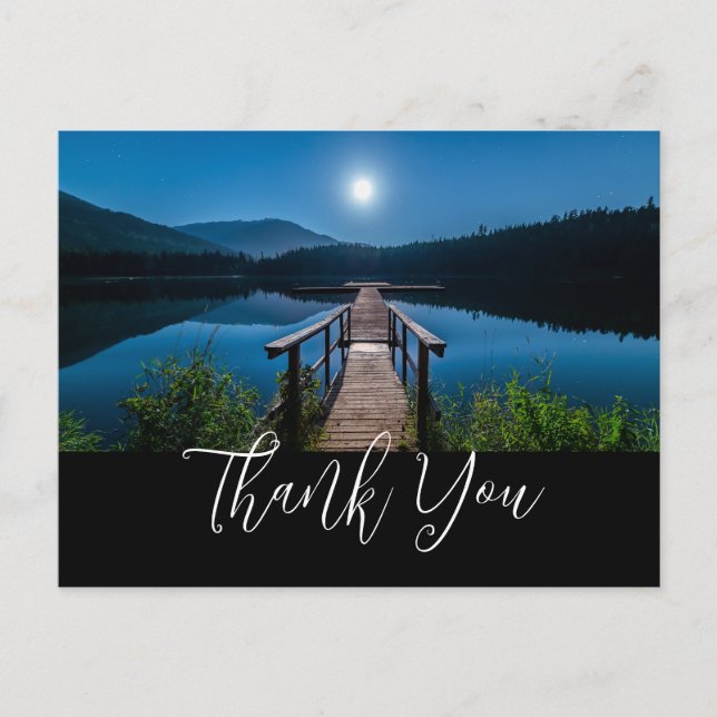 Carte Postale Jetée à la nuit sous un Merci de Pleine lune (Devant)