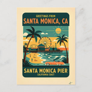 Carte Postale Jetée de Santa Monica CA Voyage Rétro 1950