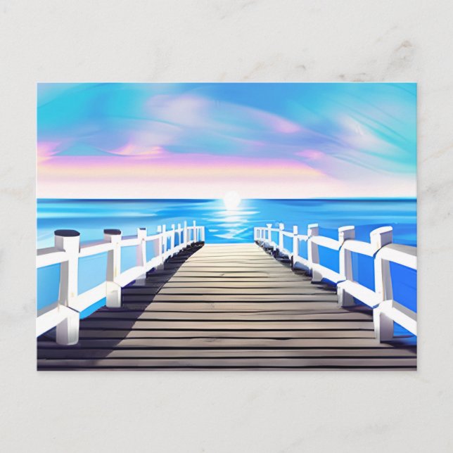 Carte Postale Jetée, océan et ciel à Dawn (Devant)