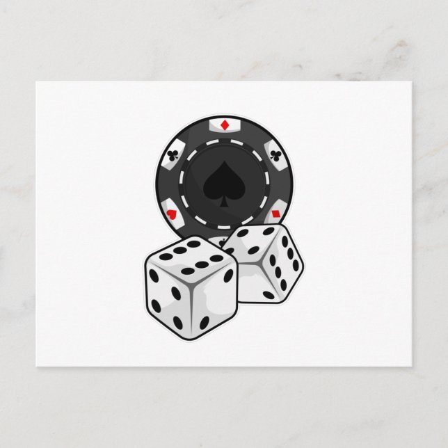 Carte Postale Jetons et dés pour le poker (Devant)