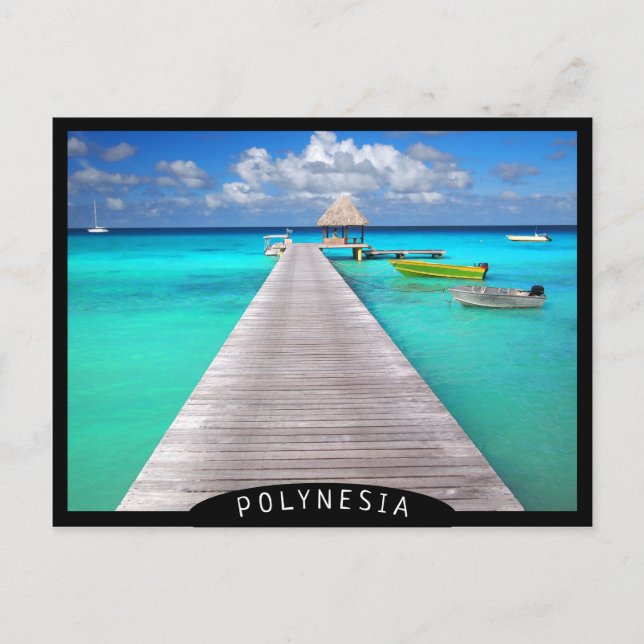 Carte Postale Jetty avec des bateaux dans un lagon tropical (Devant)