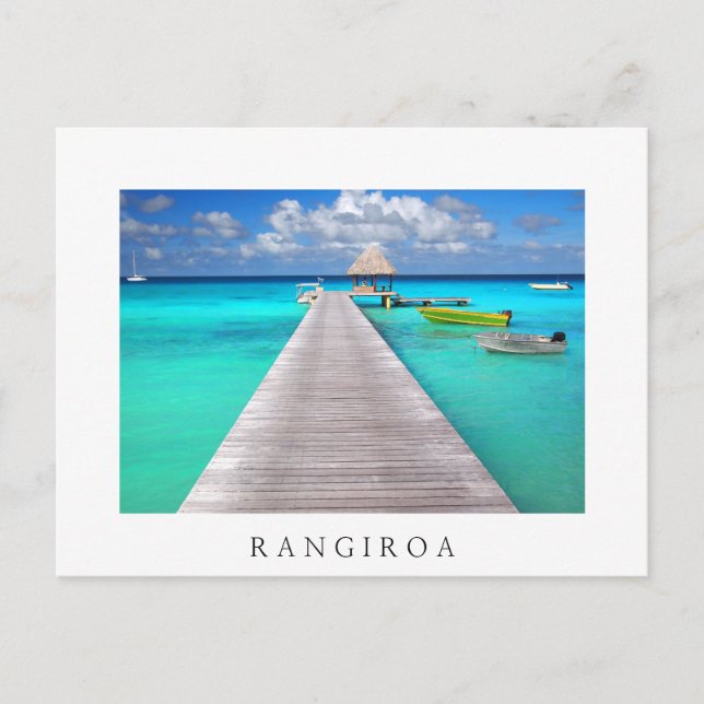 Carte Postale Jetty avec des bateaux dans un lagon tropical (Devant)