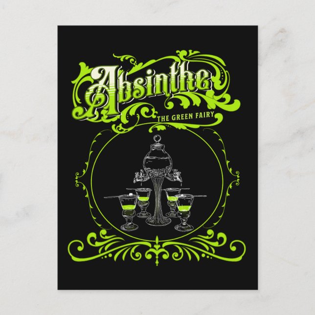Carte Postale Jeu d'absinthe vintage illustré (Devant)