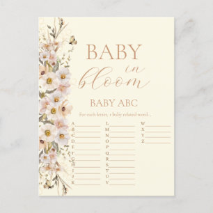Carte Postale Jeu de Baby Shower Bohème Neutre pour Bébé en Fleu
